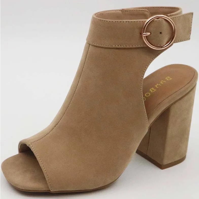 Nwot - Tan Block Heel Peep-Toe Sandals